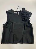 SLEEVELESS TOP - Black w/ white thread
