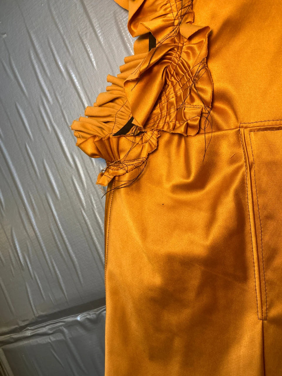 SLEEVELESS TOP - Orange w/ black thread