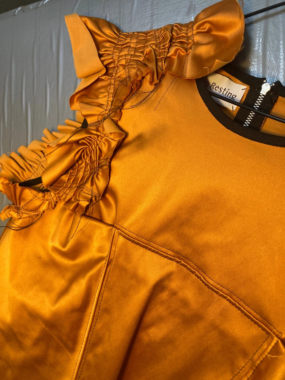 SLEEVELESS TOP - Orange w/ black thread