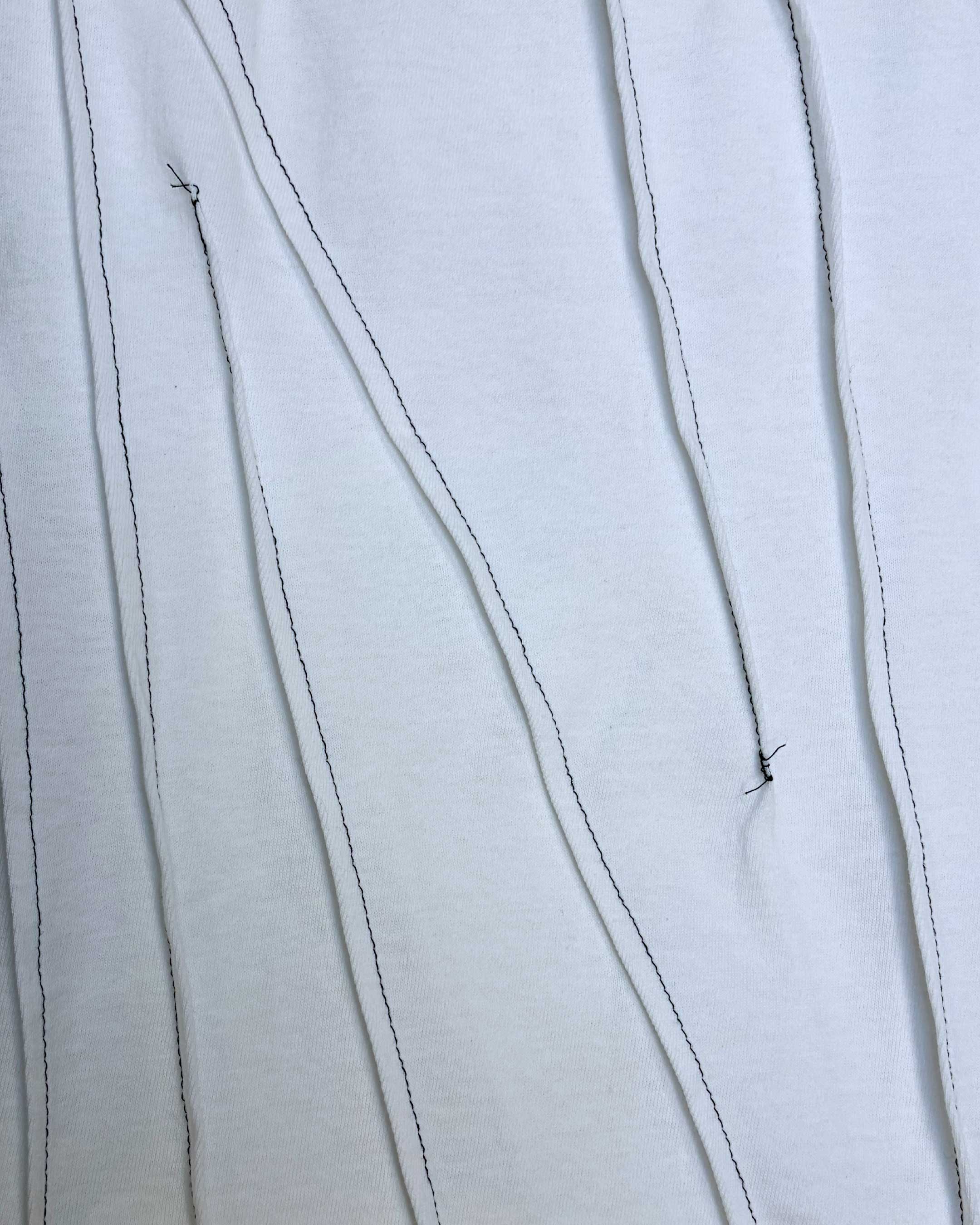 WRINKLED T-SHIRT - White w/ black thread - #01