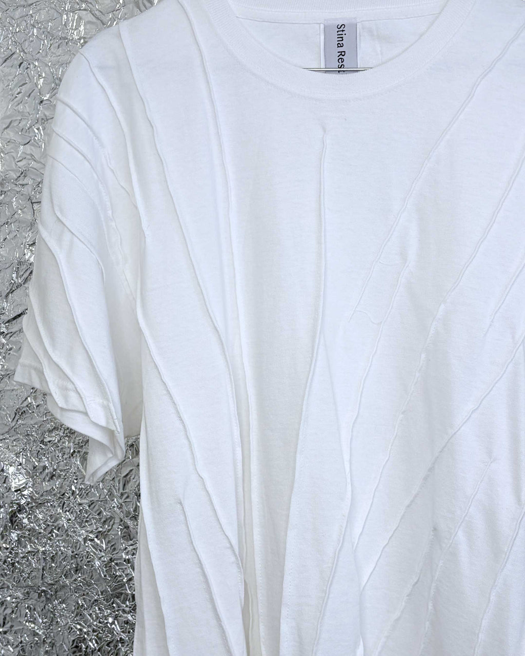 WRINKLED T-SHIRT - White w/ white thread - #02