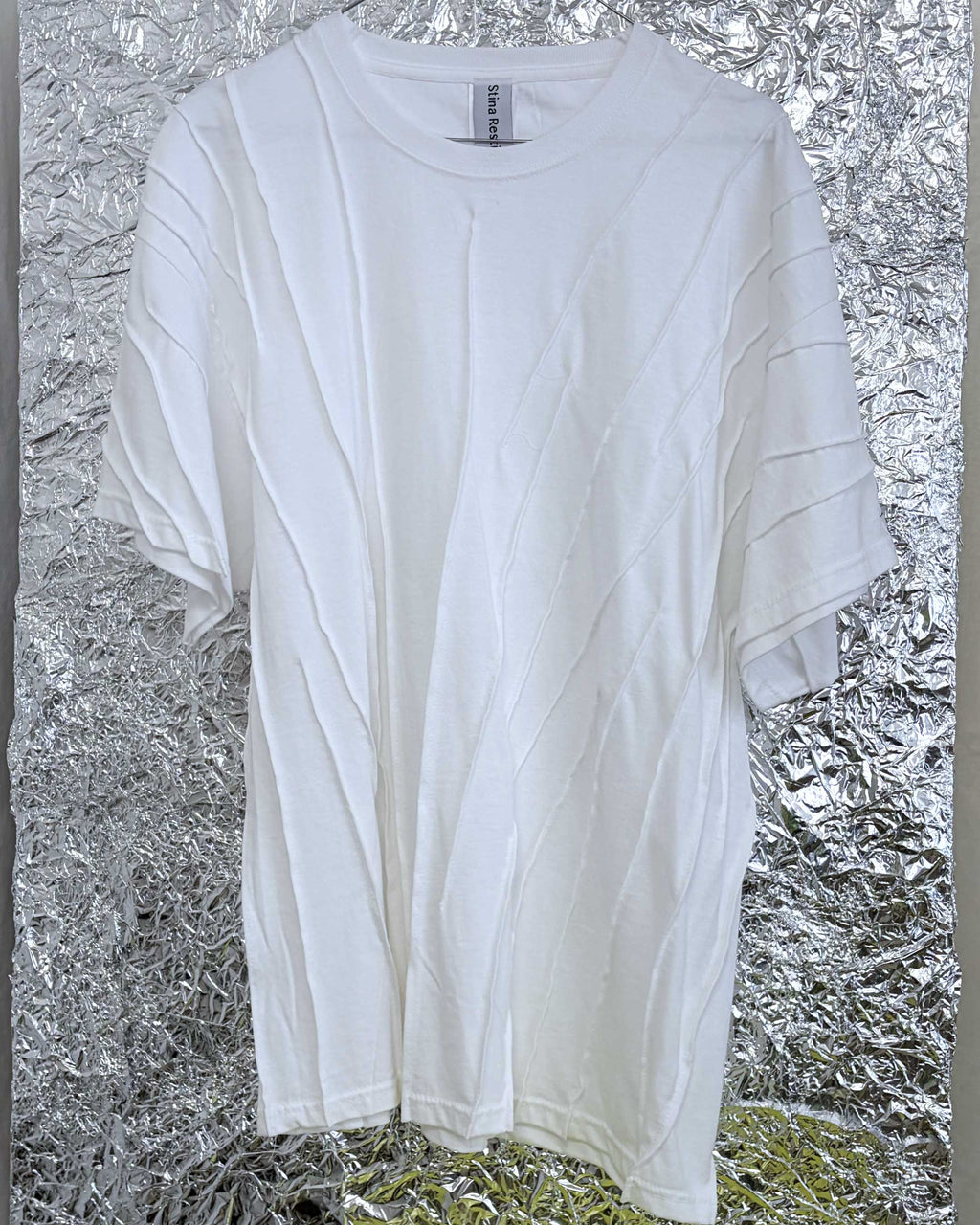 WRINKLED T-SHIRT - White w/ white thread - #02