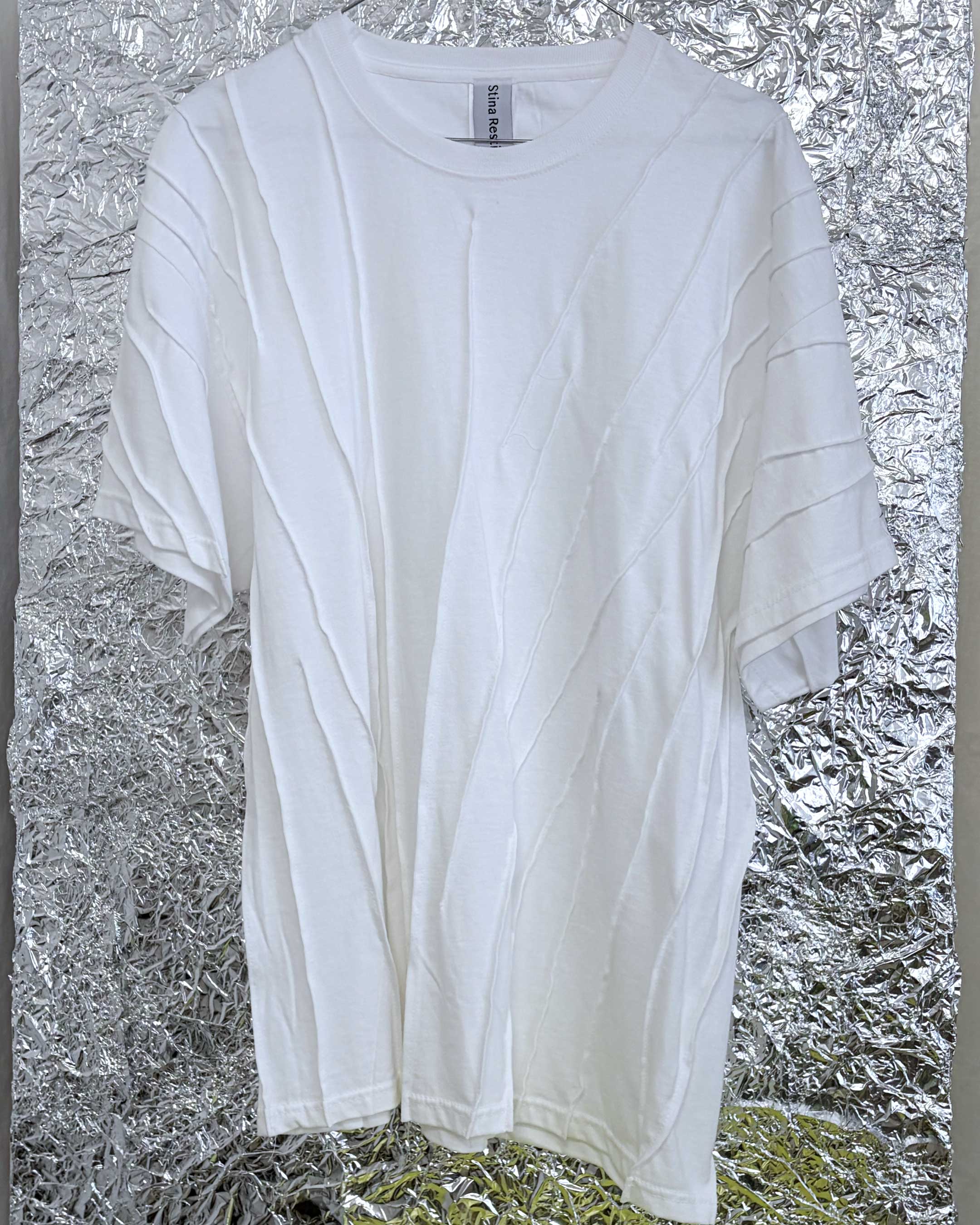 WRINKLED T-SHIRT - White w/ white thread - #02